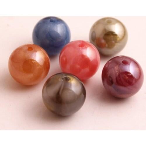 Kwoi vita 20mm 100pcs Colorful Color Acrylic Marble Glitter Effect beads for Chunky beads Necklace Jewelry