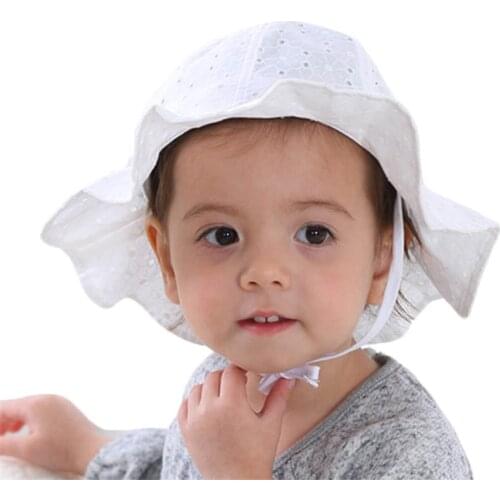 Lovely Lace Princess Baby Girl Wide Brim Sun Hats Baby Summer Outdoor Bucket Hat Children Floral Print Panama Cap Sun Beach Cap