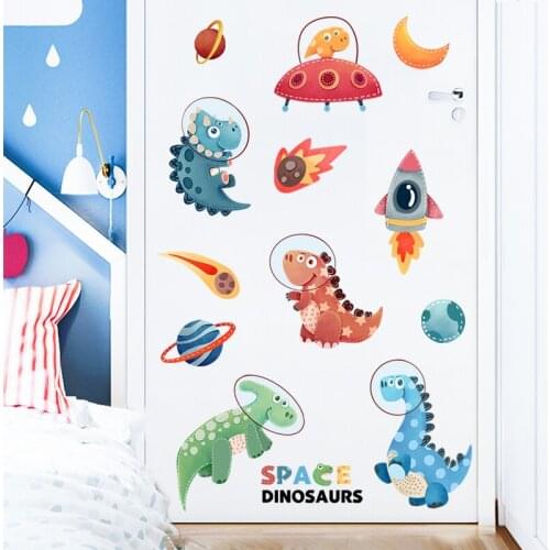 Cute Little Dinosaur Wall Stickers Cartoon Kids Room Decoration Baby Bedroom Self-adhesive Wallpaper Decals for Furniture