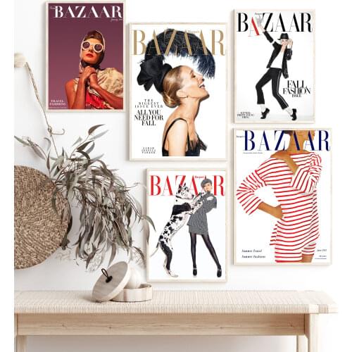 Fashion Poster Nordic Canvas Painting Vintage Magazine Cover Wall Art Print Modern Picture For Living Room Decoration Home Decor