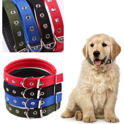Solid Dog Collars Nylon Dog and Cat Collar Pet Collars For Large Dogs Teddy Keji Pitbull Bulldog Beagle Dropship
