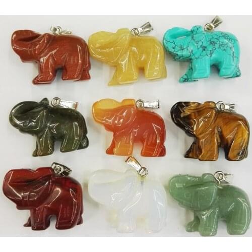 Wholesale 6pcs/lot Hot Sale Assorted Natural carved Stone Pendants Charms animal elephant pendant for jewelry Free shipping