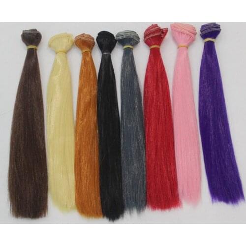 1 Piece 25*100cm Brown Flaxen Coffee Brown Natural Color Doll Wig Straight Thick Hair for 1/3 1/4 1/6 BJD DIY Doll Accessories