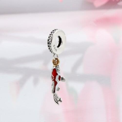 Fit original Brand bracelet beads red carp charm 925 sterling silver jewelry necklace pendant for women luxury gift making DIY