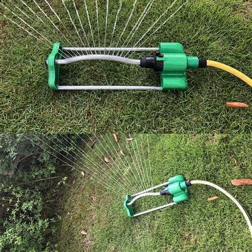 Garden Lawn Watering Sprinkler 17-Hole Aluminum Swing Sprinkler Green Irrigation Roof Cooling Garden Sprinkler Spray