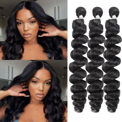 Long Synthetic Loose Wave Hair Weave Bundles Natural Color Synthetic Hair Extensions For Women 30 Inch Synthetic Hair Wefts