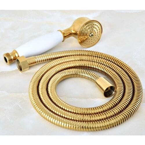 Telephone Style Hand Held Bathroom Shower Head / Golden Brass Finish Bathroom Handheld Shower Head Accessory /Hose thh045