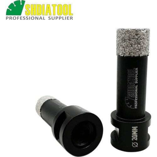 SHDIATOOL 2pcs 20mm Vacuum Brazed Diamond Dry Drilling Bits M14 Thread 15mm diamond height hole saw For Porcelain Tile
