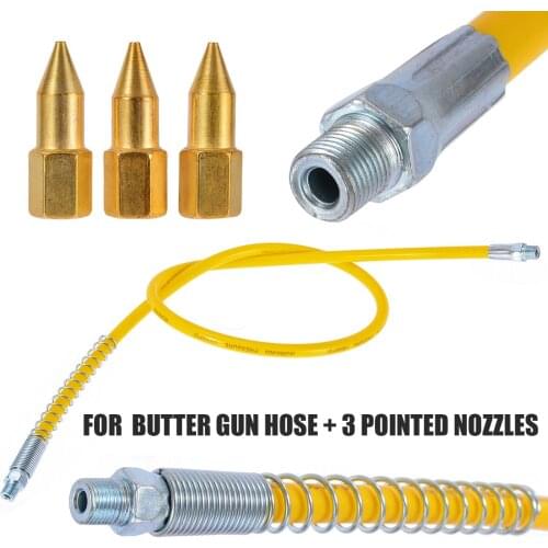 Grease Gun Hose Duty Yellow Rubber Grease Hose High Pressure Long Extension Whip 1M/39'' Accessories