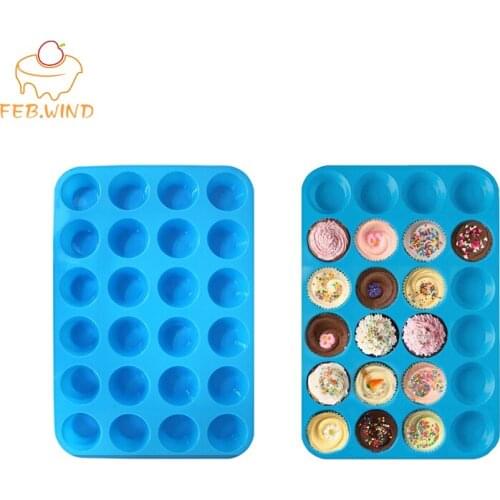 Bakeware 13x9 inch Mini Muffin Silicone Mold 24 Cavity Cupcake Pan Silicone Muffin Pan Cake Tray Baking Moulds Dessert Tools 208