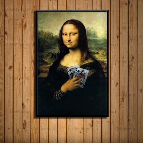 Nordic Funny Art Canvas Painting Mona Lisa Modern Poster Canvas Living Room Bar or Hotel Decorative Painting Mural