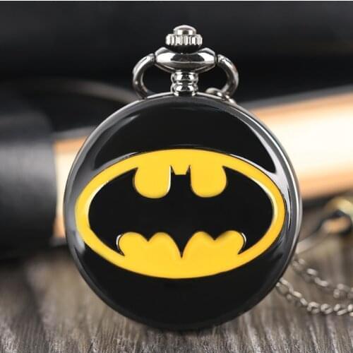 Cool Black and Yellow Color Steampunk Quartz Pocket Watch Pendant Roman Number Dial Alloy Case Necklace Chain Gift For Boys Kids