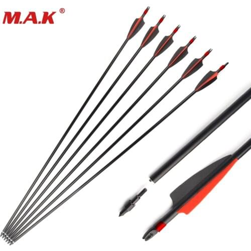 US 30 Inches Mixed Carbon Arrow Diameter 7.8 mm Spine 500 with Explosion-proof for Compound Bow Archery Hunting Shooting