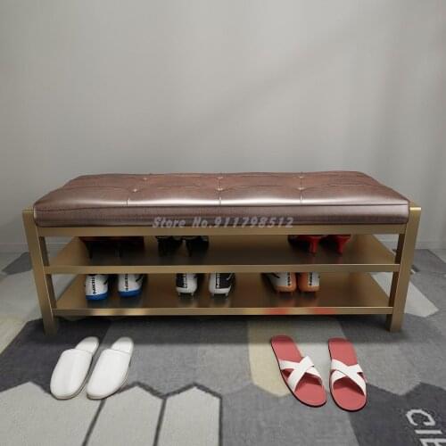 Shoe changing stool shoe cabinet integrated home entrance Nordic light luxury leather stool shoe rack can sit creative storage s