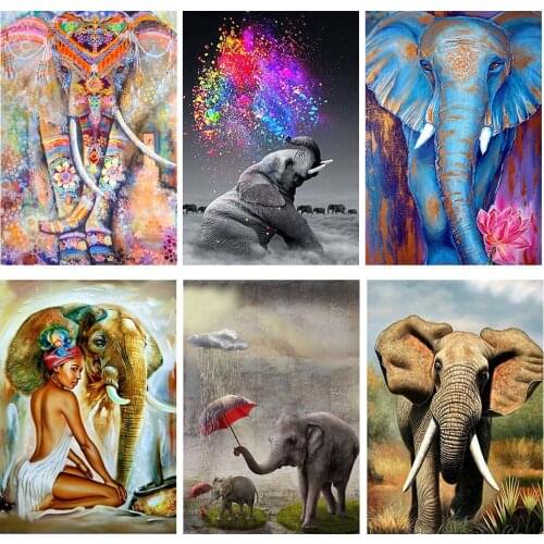 Wen Zuan Animal 5D Diamond Painting Full Square Diamond Mosaic Embroidery Elephant Cross Stitch 30x40 Decorations For Home Gift
