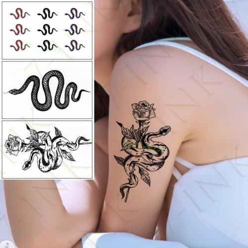 Waterproof Temporary Tattoo Sticker Personality Snake Animal Body Art Fake Tatto Flash Tatoo Leg Arm Hand Foot For Women Men