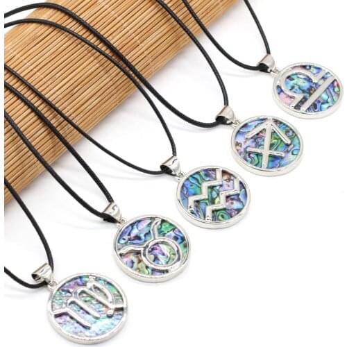 Natural Round Abalone Shell Mother of Pearl Shell 32x32mm Necklace Pendants Accessories for Women Jewelry Gift Length 55cm