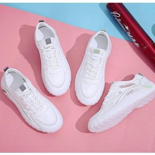 2021 New Female Summer New Breathable Casual Sneakers Mesh Flats Students Vulcanize Shoes White Pink 2021 Hot Women Sneakers
