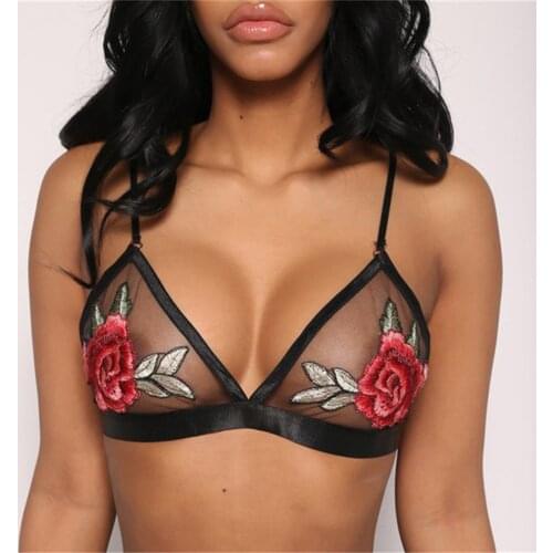 Female Seamless Party Wedding Bras Sexy Tube Tops New Sexy Tube Tops Lace Embroidery Bra Underwear Wireless Sleepwear Rose