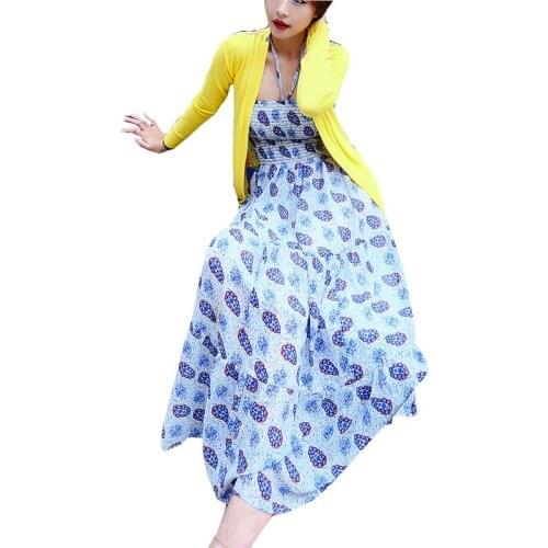 Add chiffon dress Ladies Sleeveless Summer New Vintage Fashion Women Sexy Long Casual Beach brand Bohemian Dress Holiday Style