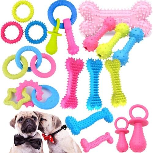 Hot Sale Pet Dog Puppy Rubber Dental Chew Bone Play Training Interactive Resistant To Bite Teeth Training Dog Supplies 1PC