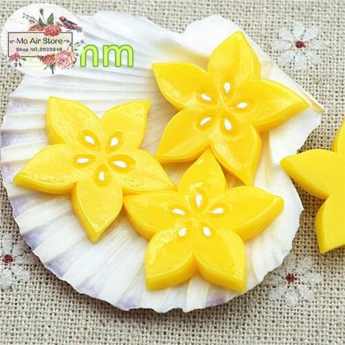 10pcs carambola fruit Resin Flat back Cabochon miniature food Art Supply Decoden Charm Craft