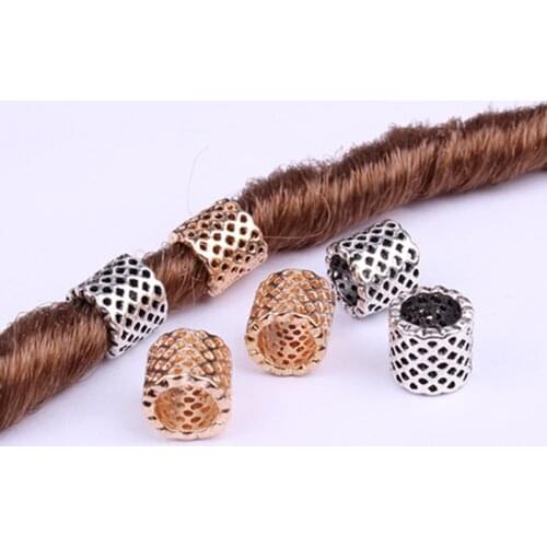 10pcs/pack Gold Silver different 7 styles Alloy hair braid dread dreadlock beads rings tube approx 5-7mm inner hole jewelry