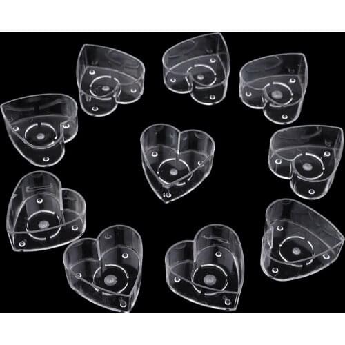10X Love Heart Shaped Tea Light Clear Plastic Cups Holders DIY Candle Making