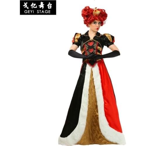 2019 female adult foundation in the country of wonder queen of hearts costume cosplay halloween christmas carnival costume dress