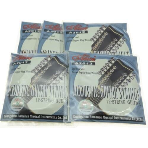 5 Sets 12-String Acoustic Folk Guitar Strings 1st-12th Stainless Steel Coated Copper Alloy Wound