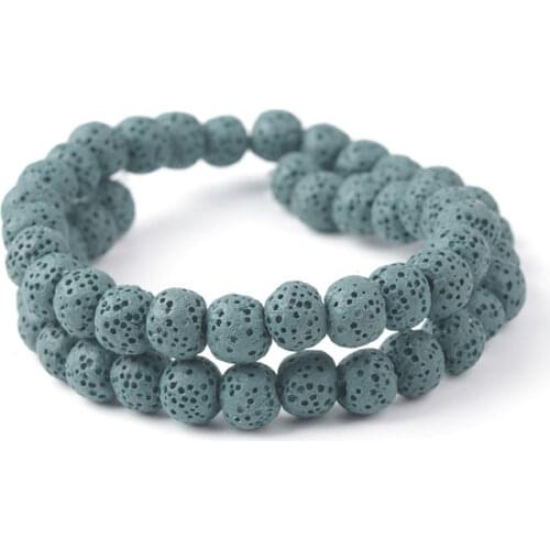 6-16mm Natural Round Gray Blue Lava Rock Stone Beads For Jewelry Making Beads Bracelets 15'' Needlework DIY Beads Trinket