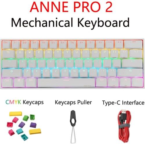 Anne Pro 2 Mini Teclado Mecánico Para Juegos Bluetooth Español 60%Diseño Con Cable USB PBT Keycap Gamer Girl Gateron Silver Gk61