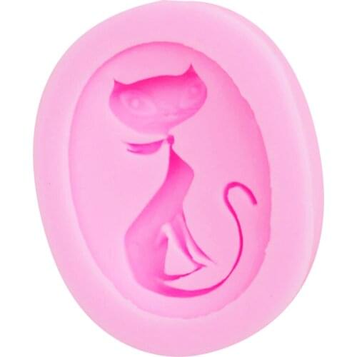 Free Shipping Silicone Cake Mold Fondant Single Cute Cat Silicone Bakeware Baking Mold Soap Mold Soap Flakes A432