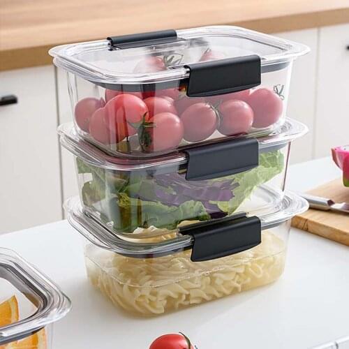 Household Microwave Lunch Box Kitchen Storage Container Square Sealed Transparent Plastic Storage Box Kitchen Supplies