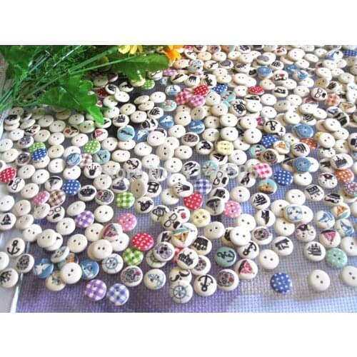 Random mix 30 style 15mm 500pcs/lot wooden buttons sewing buttons for craft,scrapbooking accessories de costura botoes