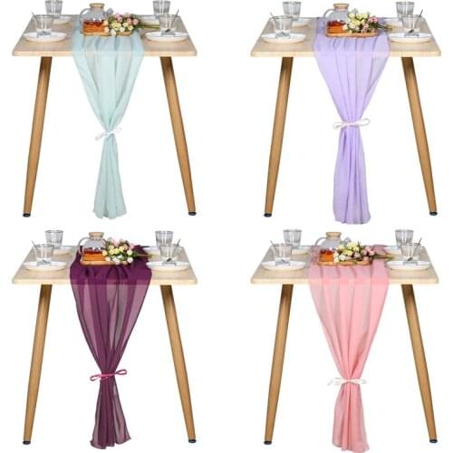 Long Chiffon Table Runner for Wedding Party Banquets Bridal Home Table Arches Cake Table Decoration (70*300cm)