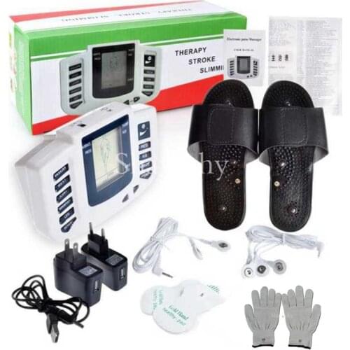 Electric Stimulator Muscle Relax Device Therapy Acupuncture Pulse Tens Massager With Pads Slippers Gloves Healthy Care Gift Box