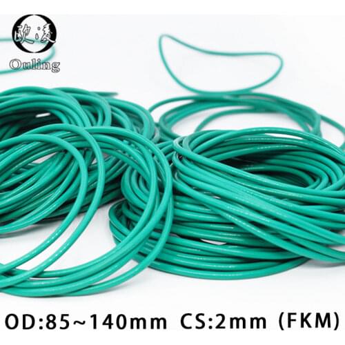 Fluorine rubber Ring Green FKM O ring Seal OD83/85/90/95/100/105/110/115/120/140*2mm Rubber O-Ring Seal Oil Fuel Gaskets Washer