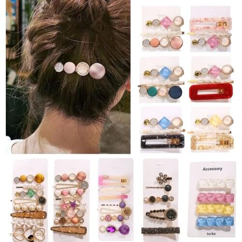 Ins Colorful Hair Clip Set Headwear for Women Girls Shell Mixed Group Imitation Pearl Hairpins Barrettes Hair Accessories