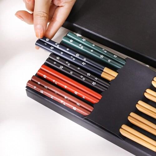 Reusable Natural Bamboo Chinese Chopsticks Tableware Dinning Eating Japanese Chopstick For Gift Sushi Food Sticks Kitchen Tools