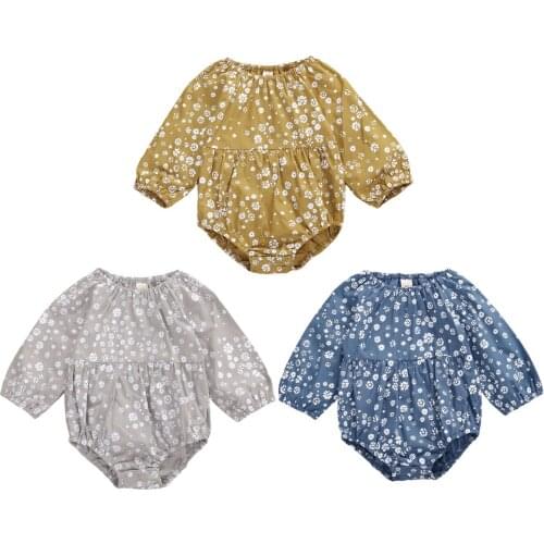 Autumn New Newborn Baby Girls Floral Romper Infant Long Sleeve Little Sunflower Outfits Tops One Piece Jumpsuit