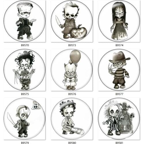 Halloween fear 12mm/18mm/20mm/25mm Round photo glass cabochon jewelry flat back Making findings B9570