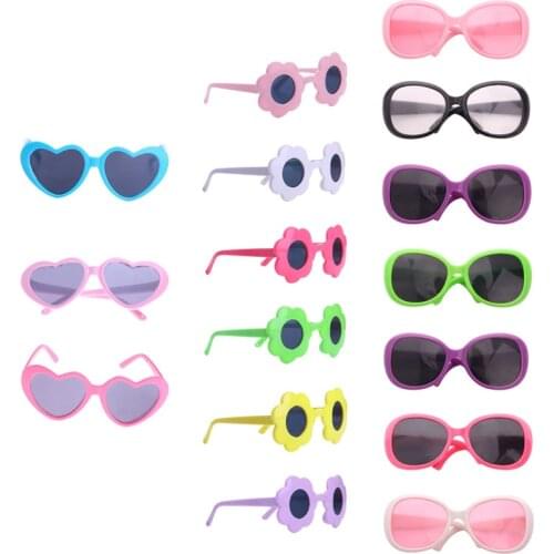 Doll Sunglasses Heart Shape Frame And Sun Frame Fit 43cm Baby Dolls And 18- Inch American Doll Accessories Gifts