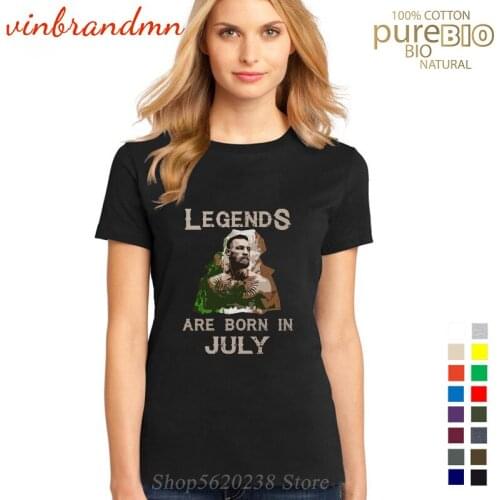 Hot Selling Legends are born in July T shirt Women Retro Conor Mcgregor T-shirts Kung Fu Featherweight Championship tee shirt