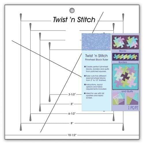 Twist 'n Stitch Pinwheel Block Ruler patchwork ruler quilting ruler quilters ruler for domestic sewing machine #HM-775