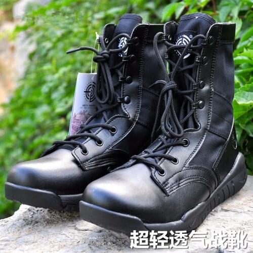 Men Women 36-46 Size Leather Waterproof Climbing Shoes Outdoor Camping Hiking Hunting Training Breathable Tactical Military Boot
