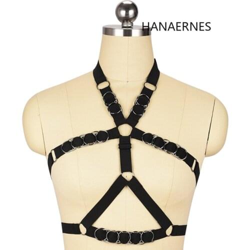 New Rivet Hanging Ring Woman Punk Style Harness Bra Belts Sexy Lingerie Body Bondage Caged Bralette Gothic Bra Garters