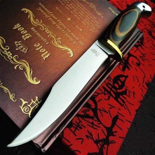 PEGASI Color wooden handle sanding Finland imports fish knife outdoor hunting knife camping self-defense knife + leather case