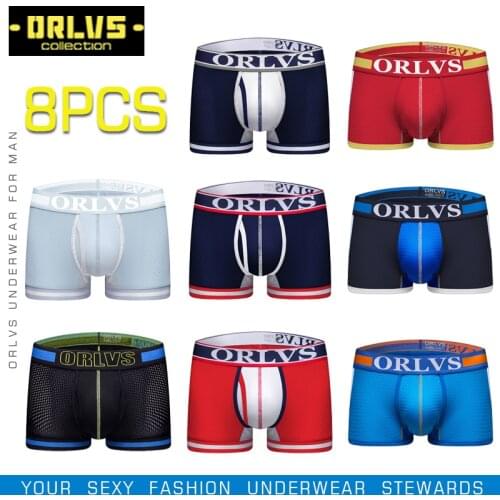 ORLVS 8PC/LOT Underwear Men Man Boxers Homme Comfortable Underpants Breathable Male Panties Sexy Men Underwear Nylon Men Boxer