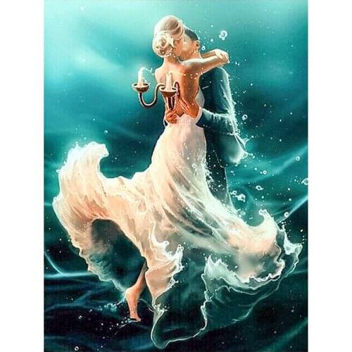 Full Round Diamond 5D DIY Diamond Painting "Couple Dancing Water" Embroidery Cross Stitch Rhinestone Mosaic Painting Decor Gift